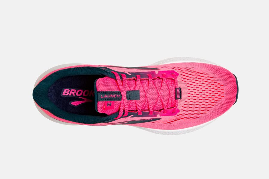 Launch 8 Road Brooks Running Shoes NZ Womens - Pink/Navy - CSANZH-651